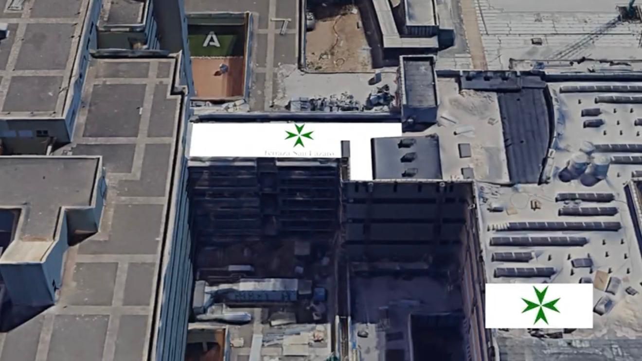 Aerial view of the walkway between buildings A and B where the Terrace of Saint Lazarus will be built.